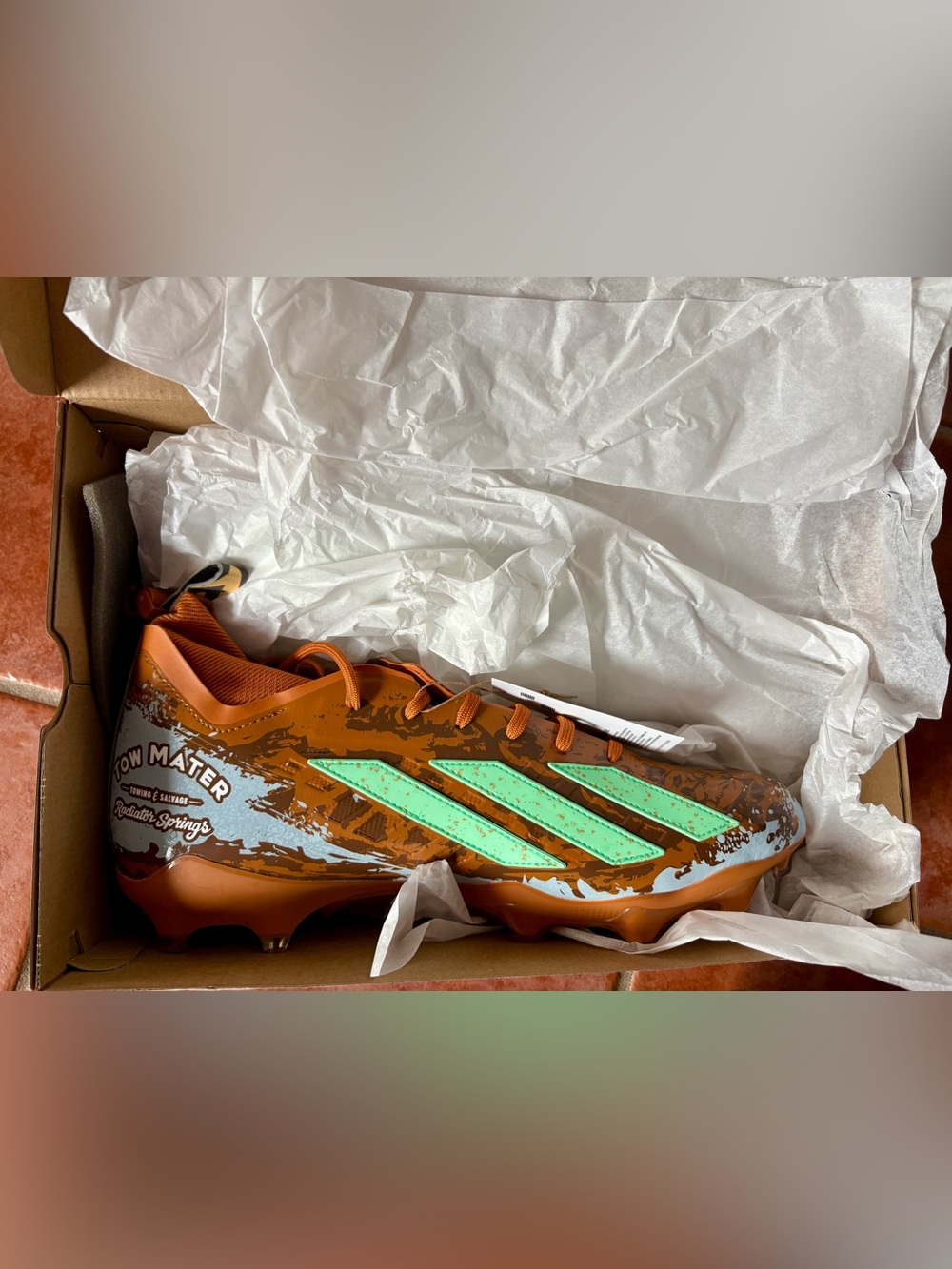 Size 13 - Adidas Pixar Cars Mater Adizero Impact II Mid Football Cleats KJ2865 - Picture 3 of 14
